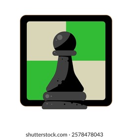 chess pawn with chessboard, chess pieces - vector icon