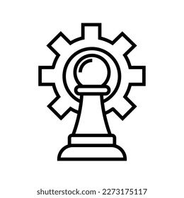 chess pawn with cogwheel icon vector