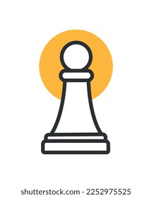 Chess pawn color icon. Poster or banner for website. Game of logic, strategy and tactics. Metaphor for business processes, management concept. Cartoon flat vector illustration