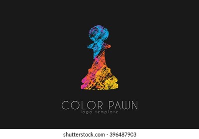 Chess pawn. Color pawn logo. Chess logo. Creative logo.