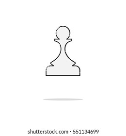 Chess pawn color thin doted line icon. Mbe minimalism style