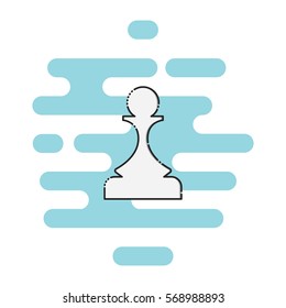 Chess pawn color thin doted line icon. Mbe minimalism style