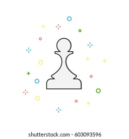 Chess pawn color thin line icon.Vector illustration