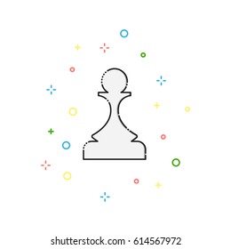 Chess pawn color thin line icon on white background. 