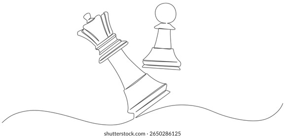 Chess pawn continuous line vector design