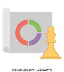 
Chess pawn with document, strategy management flat icon
