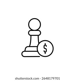 Chess Pawn And Dollar Coin Depicting Financial Strategy Concept
