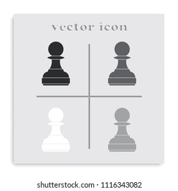 Chess pawn flat black and white vector icon.