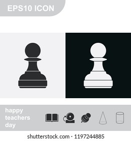 Chess pawn flat black and white vector icon.