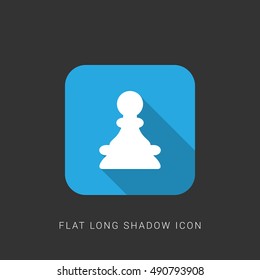Chess Pawn Flat blue long shadow Icon / Logo Design