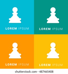 Chess Pawn Four Color Material Designed Icon / Logo