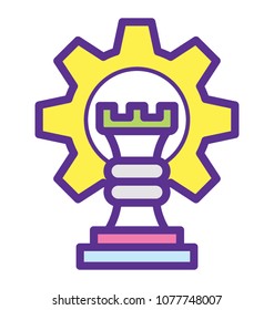 
A chess pawn with gear concept of strategy management 
