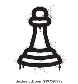 Chess pawn graffiti with black spray paint