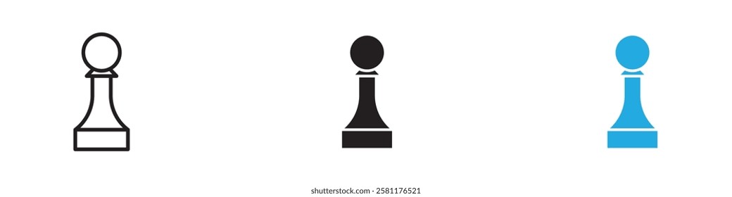 Chess pawn icon black white vector outline