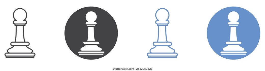 Chess pawn icon flat line symbol set.