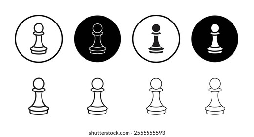 Chess pawn icon Line Art Logo set