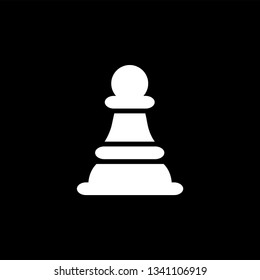 Chess Pawn Icon On Black Background. Black Flat Style Vector Illustration.