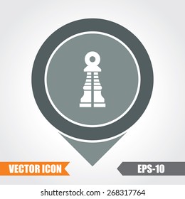Chess Pawn Icon On Map Pointer. Eps.-10.