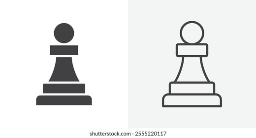 Chess pawn icon. outlined vector style.