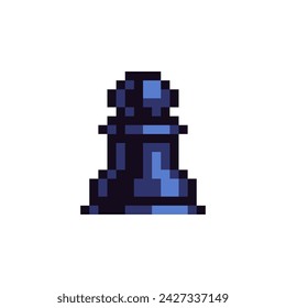 Chess pawn icon. Pixel art style. 8-bit video game sprite. Game assets. Isolated abstract vector illustration.