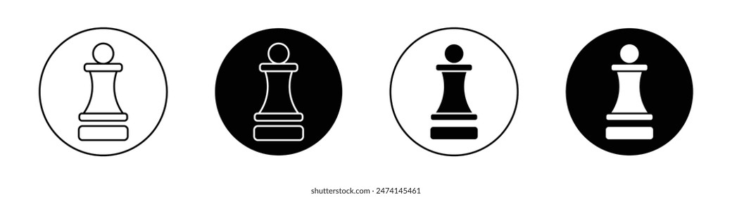 Chess pawn icon set. Chess piece vector symbol. Soldier pawn sign.