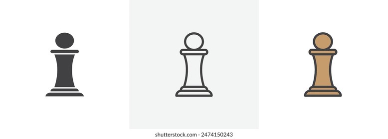 Chess pawn icon set. Soldier piece vector symbol. Chess icon.