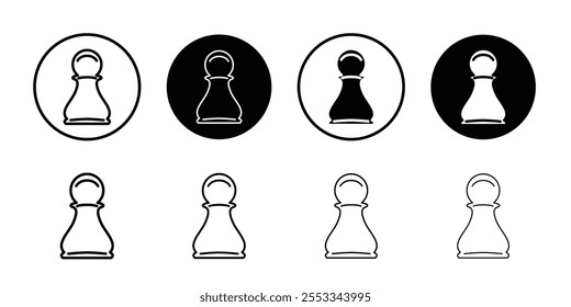 Chess pawn icon Thin line vector illustration set