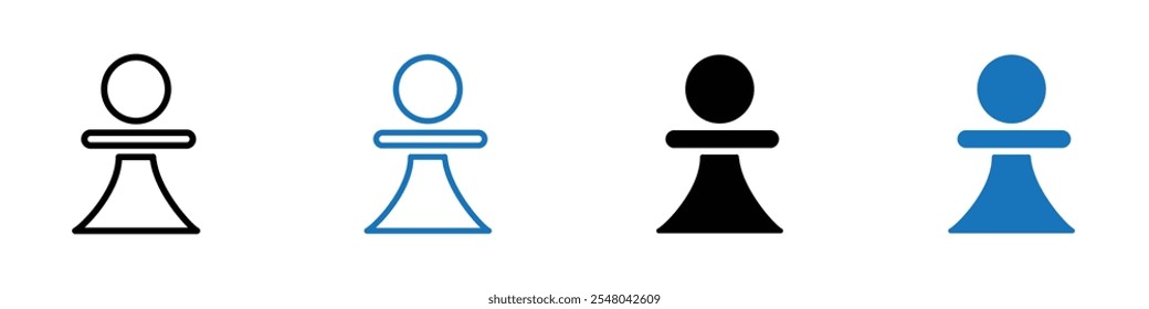 Chess pawn icon Vector set outline