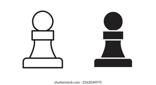 Chess pawn icons in flat and line style set.