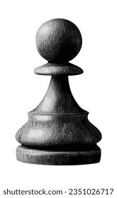 chess pawn isolated on white background retro halftone texture cut-out collage element for mixed medif vintage magazine style trendy pop art design