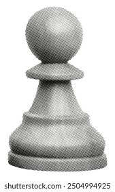 chess pawn isolated on white background collage trendy element retro grunge halftone dotted texture for modern mixed media design board game cut-out object