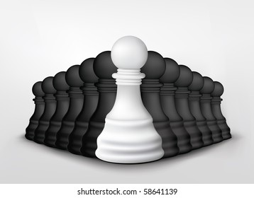 Chess Pawn Isolated on White. Vector.