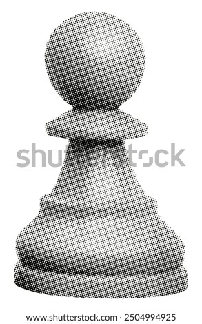 chess pawn isolated on white background collage trendy element retro grunge halftone dotted texture for modern mixed media design board game cut-out object