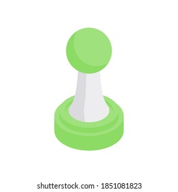 Chess pawn isometric icon. Starting combat figure ancient strategy game. Thinking and winning competition performance. Creative conflict of powerful professional intellects vector illustration.