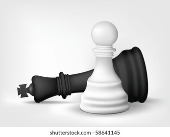 Chess Pawn and King Isolated on White. Vector.