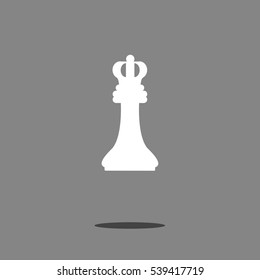 Chess pawn king or queen icon with a shadow illustration isolated in a gray background