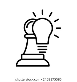 Chess pawn with lightbulb, business strategy icon vector