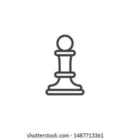 Chess pawn line icon. linear style sign for mobile concept and web design. Pawn of chess piece outline vector icon. Symbol, logo illustration. Vector graphics