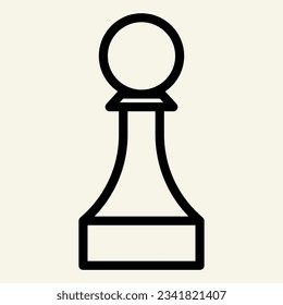 Chess Pawn line icon. Chess Piece outline style pictogram on beige background. Strategic board game mobile concept web design. Vector graphics.