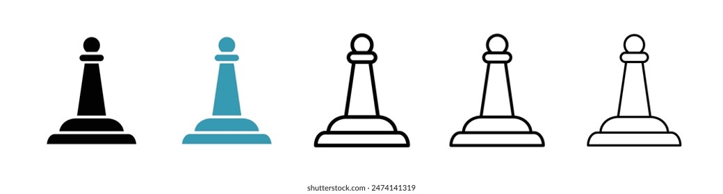 Chess pawn line icon set. Soldier chess vector icon for UI designs.