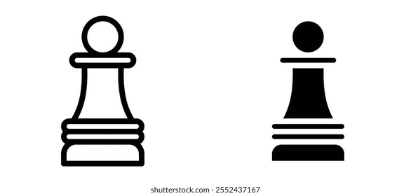 Chess pawn liner icon vector set.