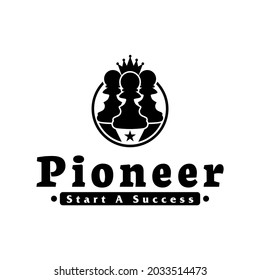 Chess Pawn Logo With Crown For Pioneer Logo