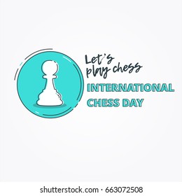 A chess pawn on a blue background. International Day of Chess. Vector background, greeting for greeting cards or banners