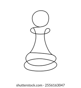 Chess pawn one line art vector art illustration