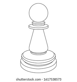 Chess pawn. Outline icon. Vector illustration isolated on white background