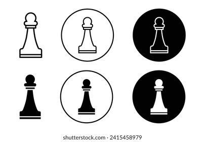 chess pawn outline line icon set sign for web app