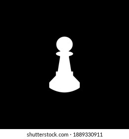 Pieza de peón de ajedrez vector ilustración plana aislada. Icono de la pieza del peón de ajedrez blanco sobre negro