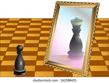 chess pawn as the queen