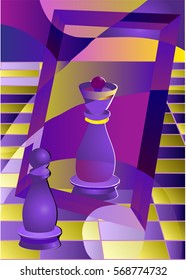 chess pawn and queen