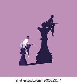 Chess pawn with queen shadow on wall. Conceptual - dreaming and confidence in one's strength